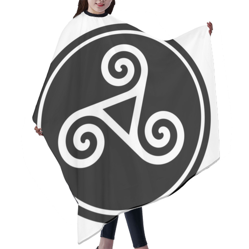 Personality  Triskelion Symbol Icon In A Black Circle  Hair Cutting Cape