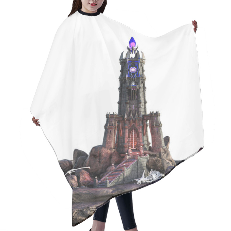 Personality  Fantasy Magic Dark Evil Tower, 3D Illustration, 3D Rendering Hair Cutting Cape