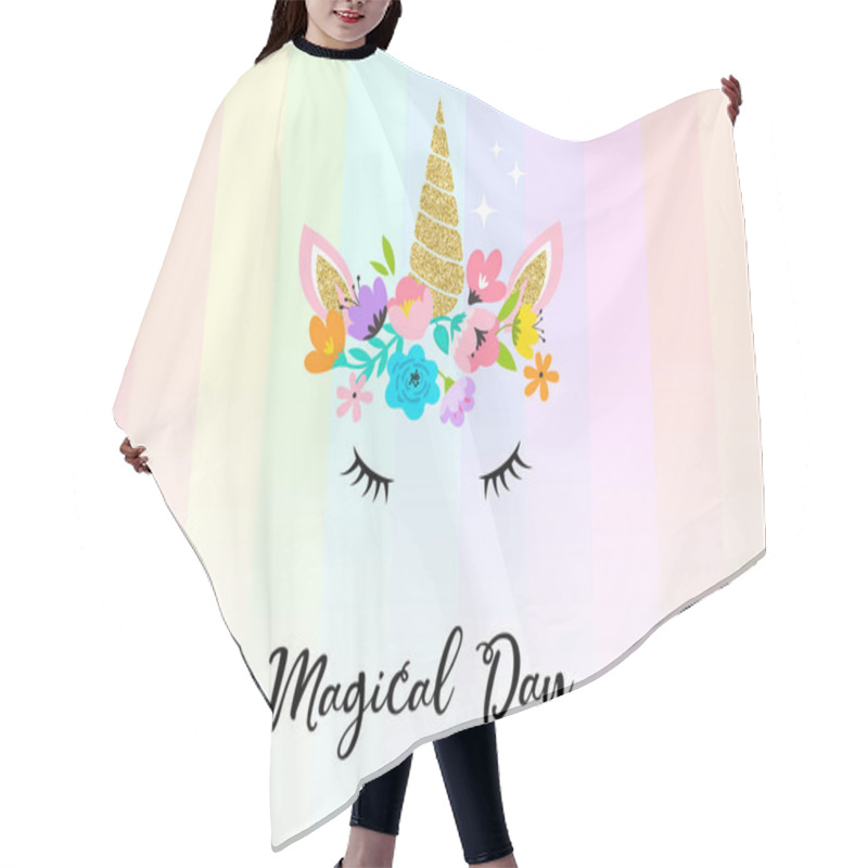 Personality  Unicorn Head With Flowers - Card And Shirt Design Hair Cutting Cape