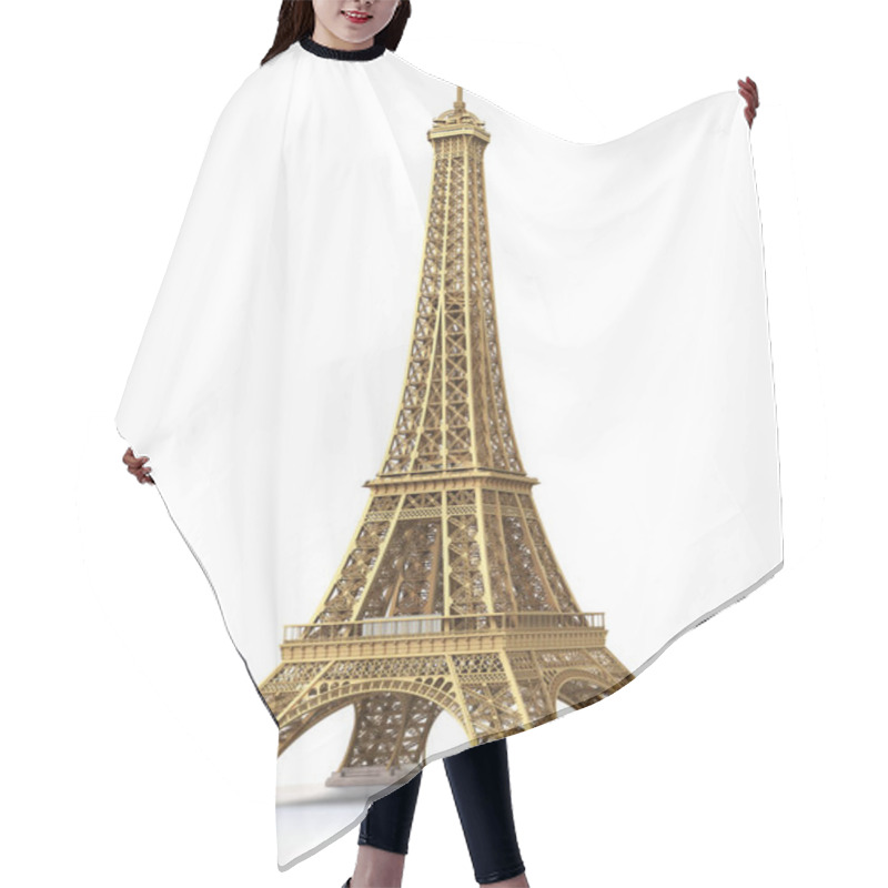 Personality  Eiffel Tower Golden Isolated On A White Background. 3d Illustration Hair Cutting Cape