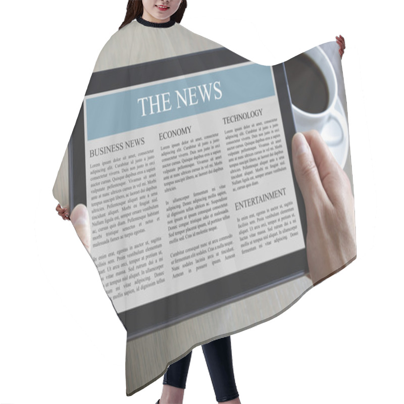 Personality  Digital Tablet Showing News Hair Cutting Cape