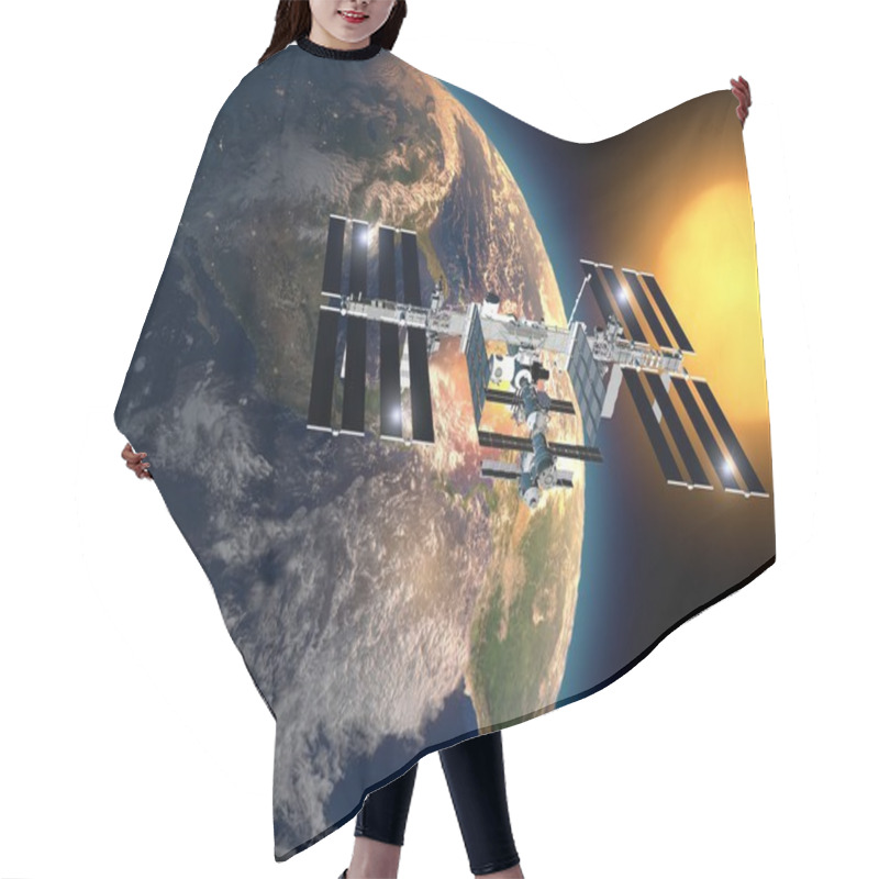 Personality  International Space Station In Orbit Around The Earth. Hair Cutting Cape