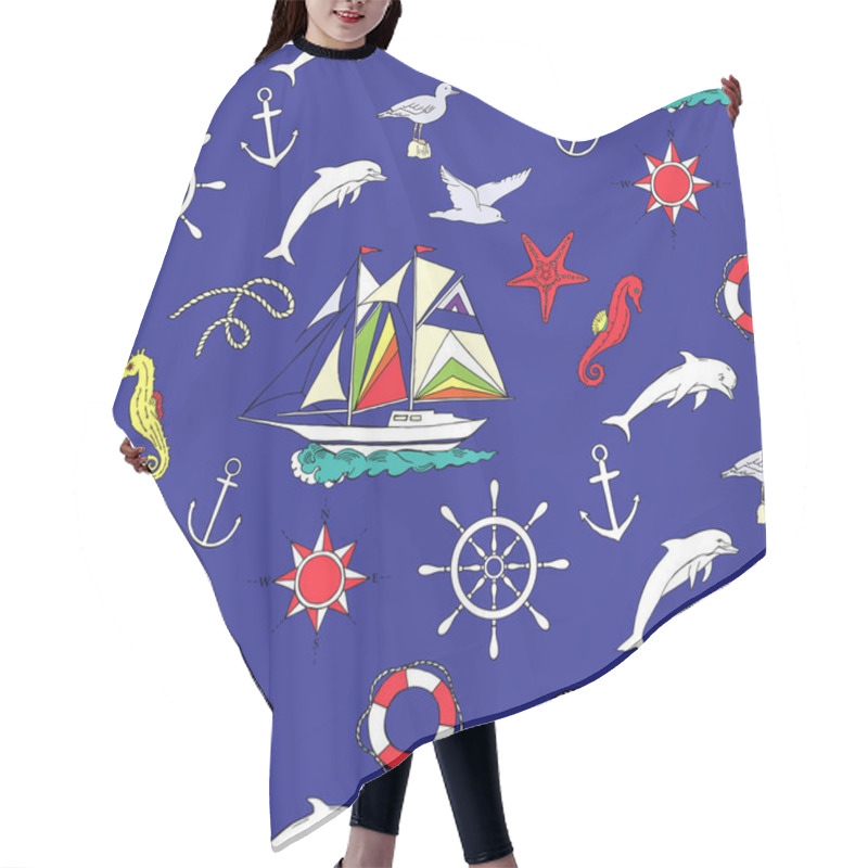 Personality  Nautical Seamless Pattern Hair Cutting Cape