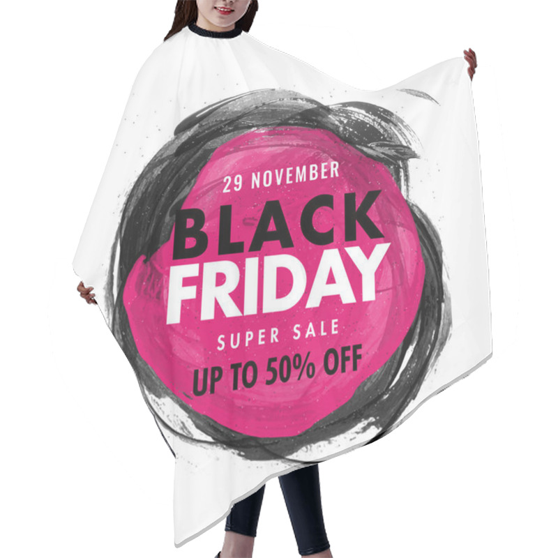 Personality  Black Friday Super Sale Poster Design With 50% Discount Offer On Hair Cutting Cape