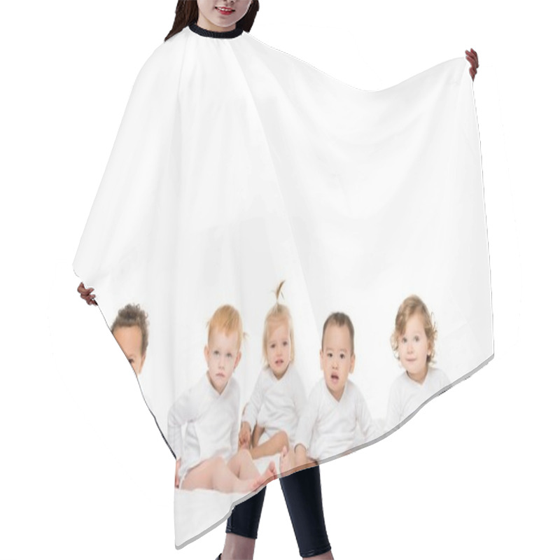 Personality  Cute Multiethnic Toddlers Hair Cutting Cape