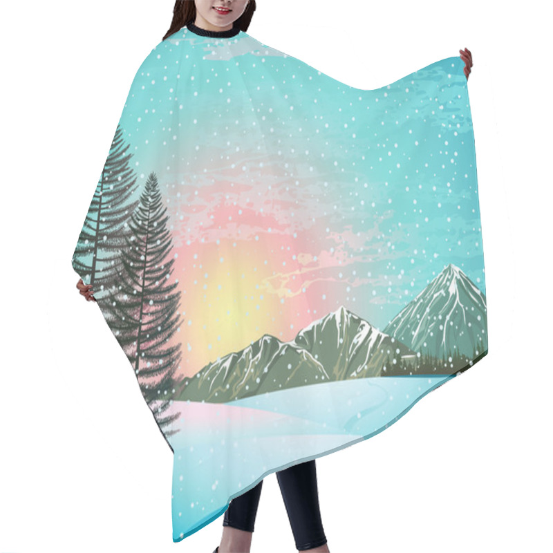 Personality  Sunset Winter Landscape Hair Cutting Cape