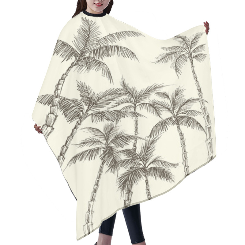 Personality  Palm Trees Background, Hand Drawn Coconut Vector Hair Cutting Cape