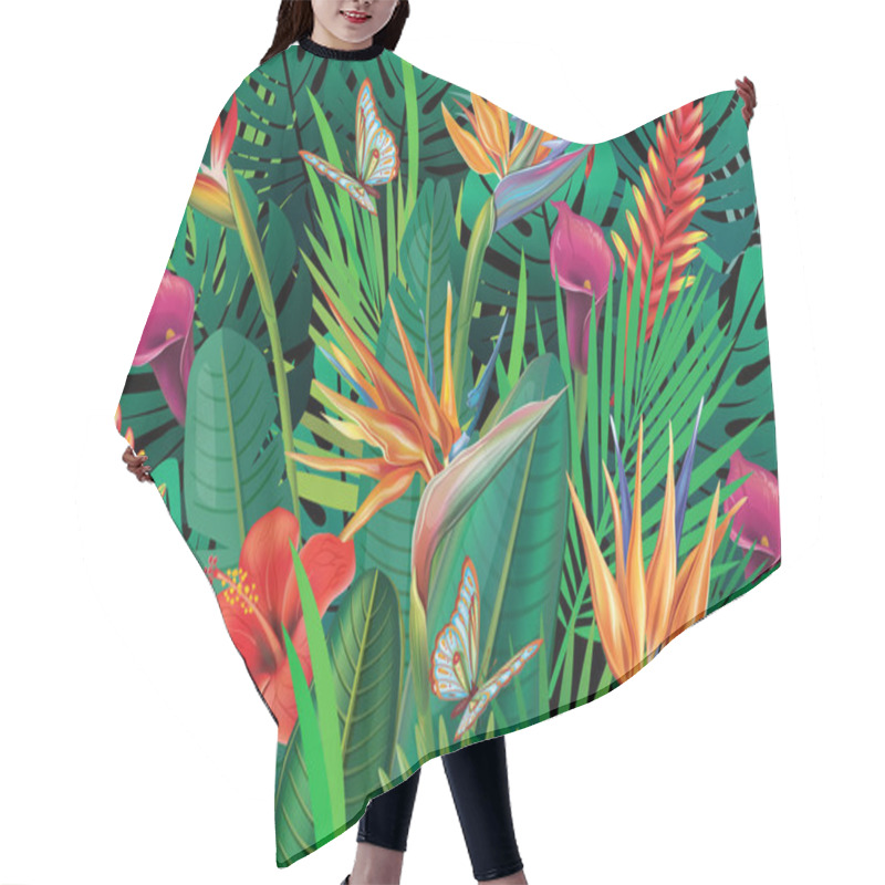 Personality  Background With Tropical Flowers Hair Cutting Cape