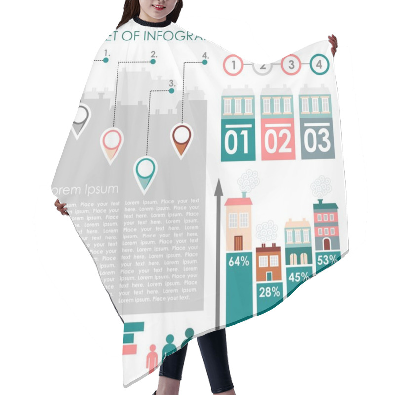 Personality  Set Of Infographics, Urban Demographics Data Icons And Elements, Vector Illustration Hair Cutting Cape