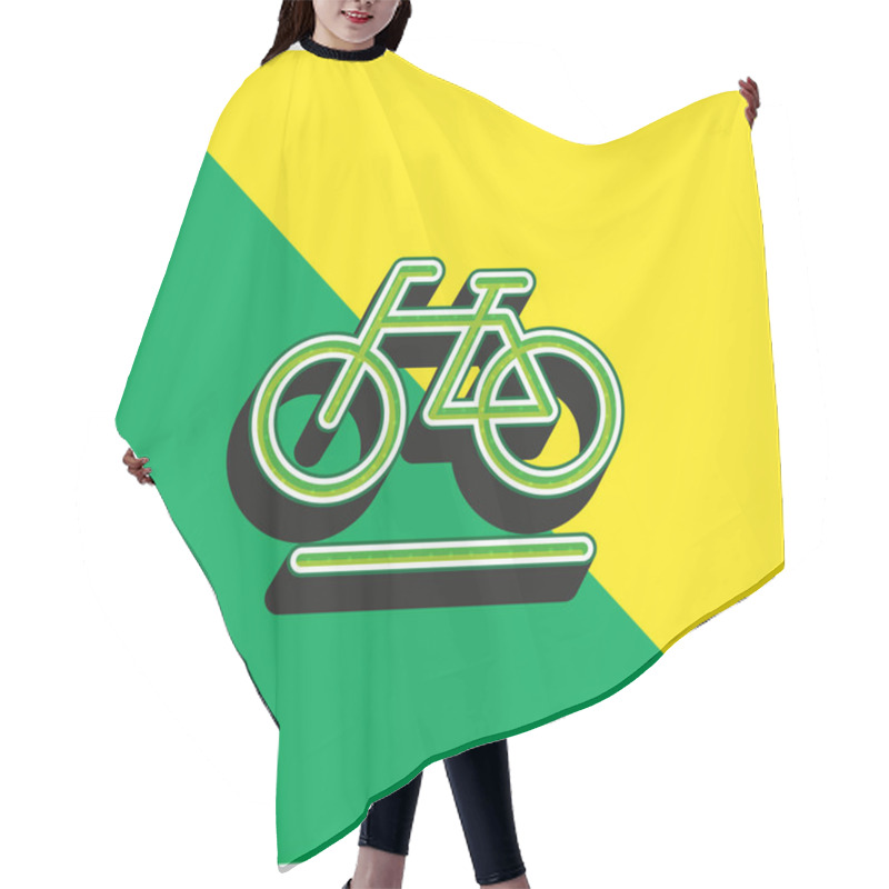 Personality  Bicycle Green And Yellow Modern 3d Vector Icon Logo Hair Cutting Cape