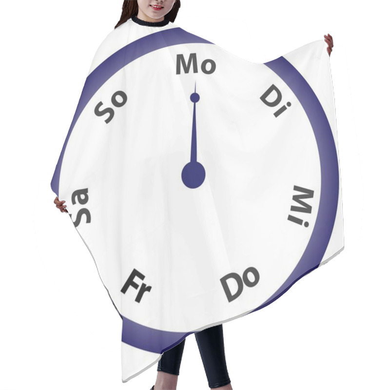 Personality  Clock With Days Of Week Hair Cutting Cape