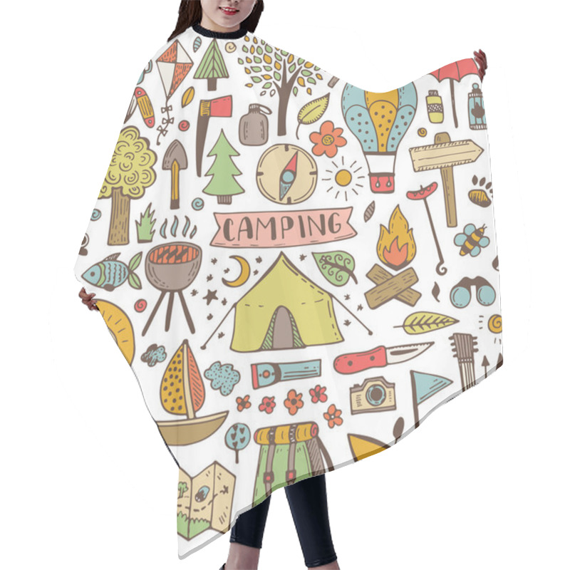 Personality  Camping Doodle Set Hair Cutting Cape