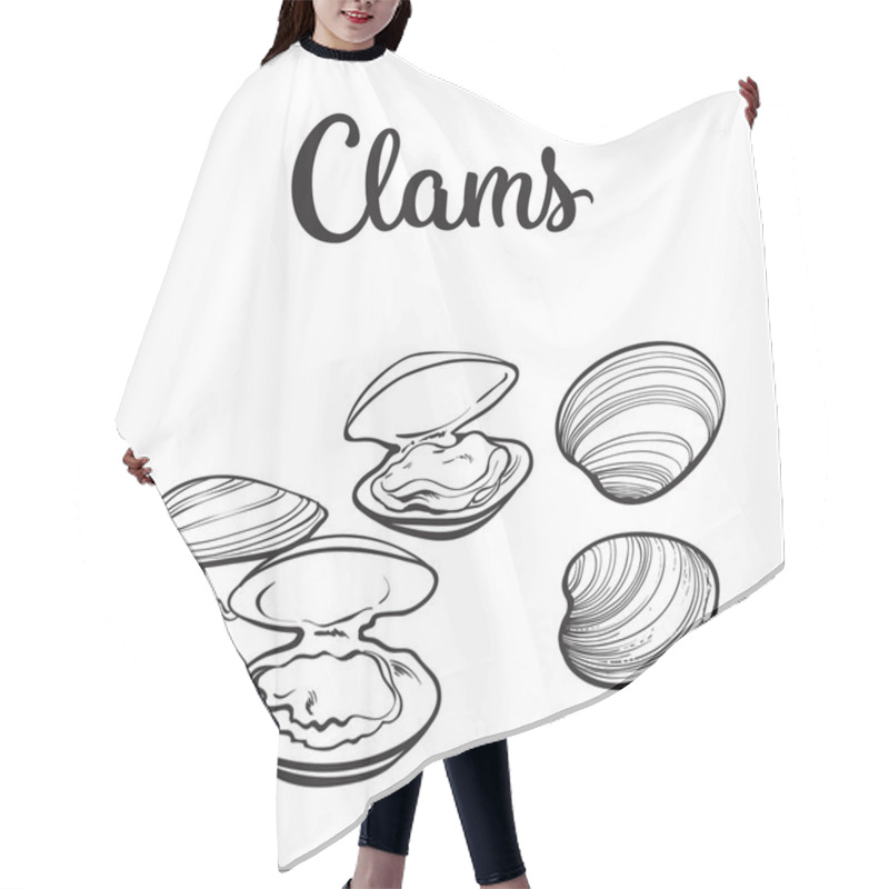 Personality  Raw Clams Isolated On White Background Hair Cutting Cape