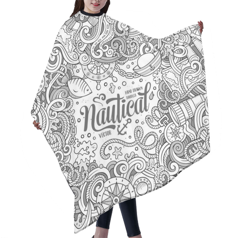 Personality  Cartoon Vector Nautical Doodle Frame Hair Cutting Cape