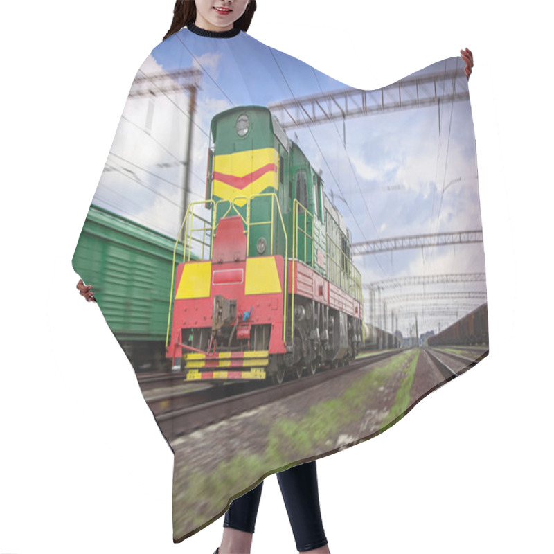 Personality  Powerful Non-branded Diesel Locomotive In Motion Blur Hair Cutting Cape