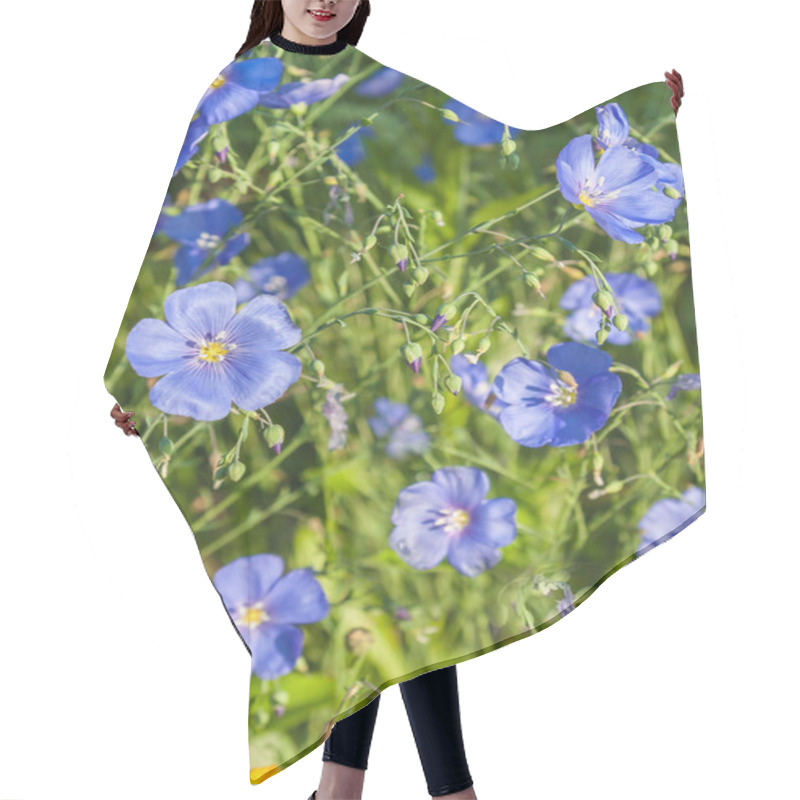 Personality  Blue Decorative Linen Flowers Hair Cutting Cape