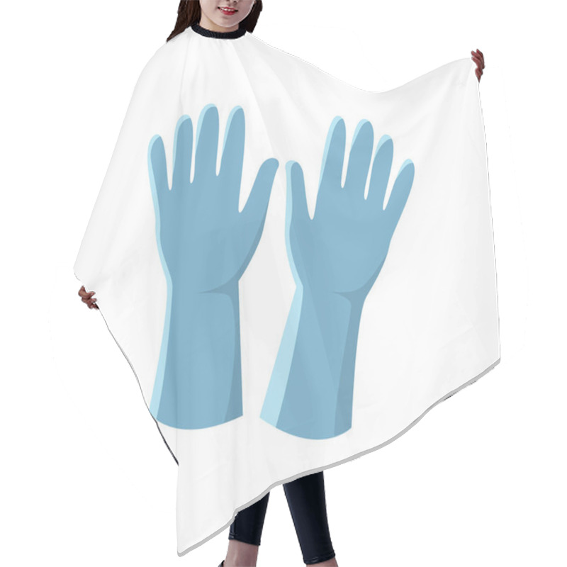 Personality  Blue Latex Gloves Vector Illustration Isolated On White Backgrou Hair Cutting Cape