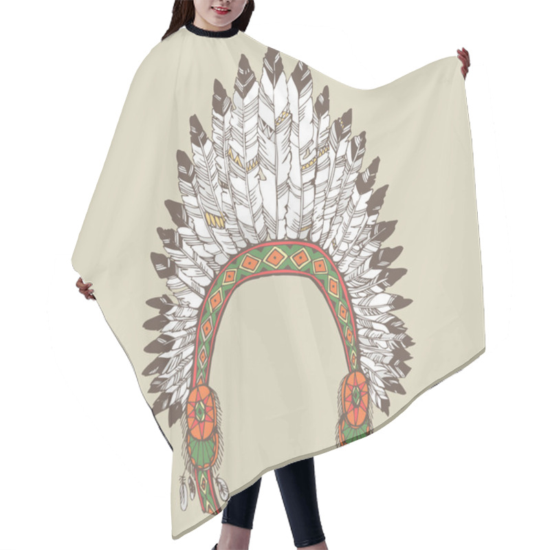 Personality  Native American Indian Chief Headdress Hair Cutting Cape