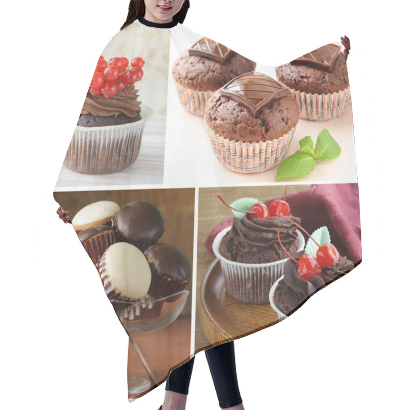 Personality  Set Of Desserts, Chocolate Cupcakes And Muffins Hair Cutting Cape