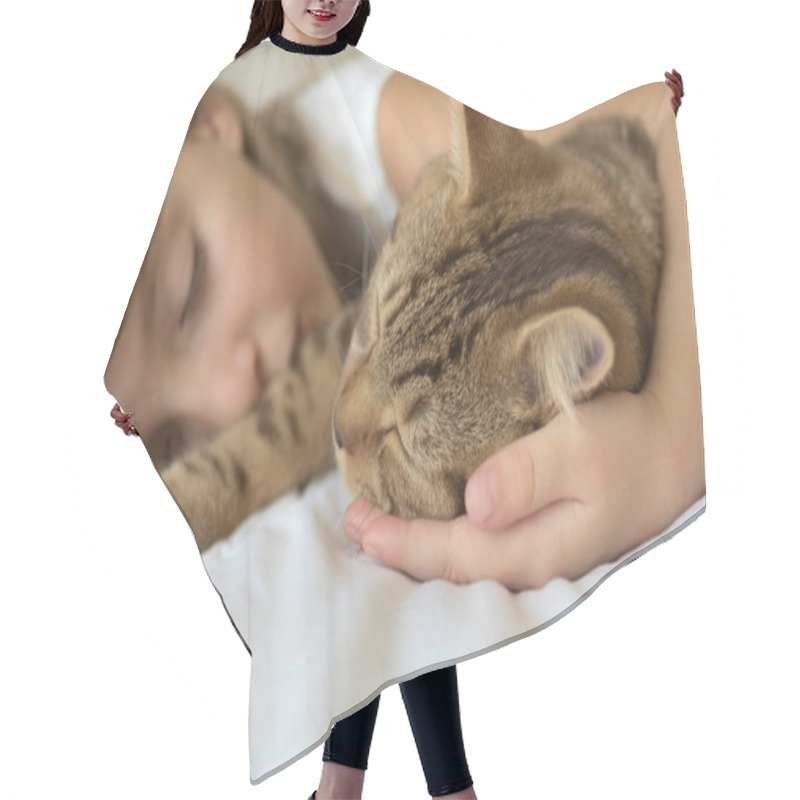 Personality  Child Sleeping With Cat Hair Cutting Cape