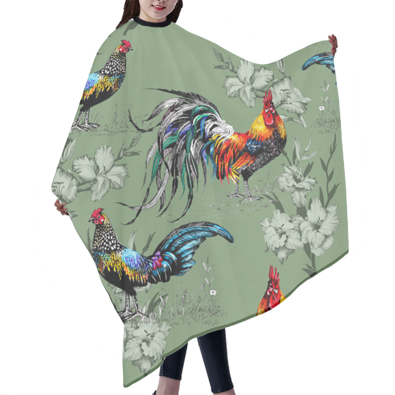 Personality  Farm Roosters Pattern Hair Cutting Cape