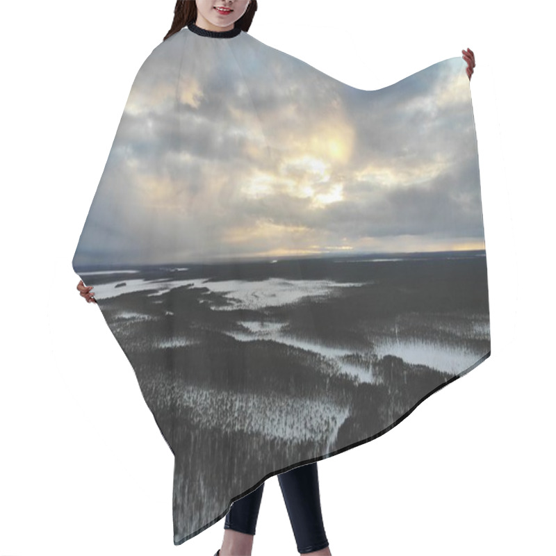 Personality  Forest Swamp In Winter Season Hair Cutting Cape