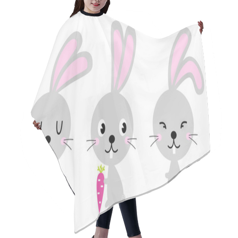 Personality  Adorable Cute Spring Easter Bunnies Isolated On White Hair Cutting Cape