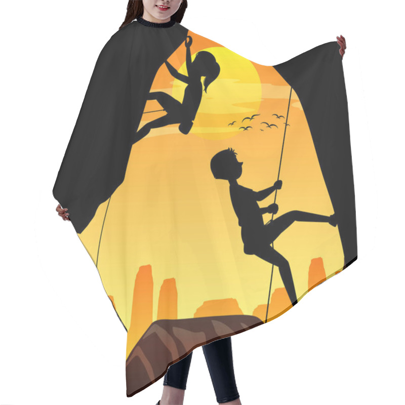 Personality  Silhouette Rock Climbing Background Illustration Hair Cutting Cape