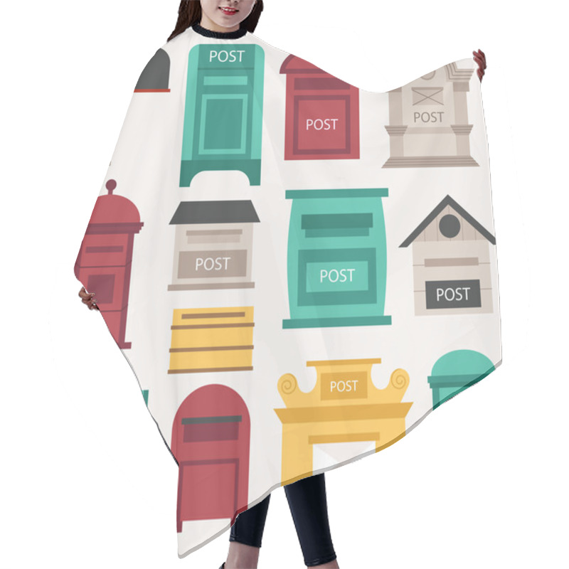 Personality  Post Mailbox Vector Set. Hair Cutting Cape