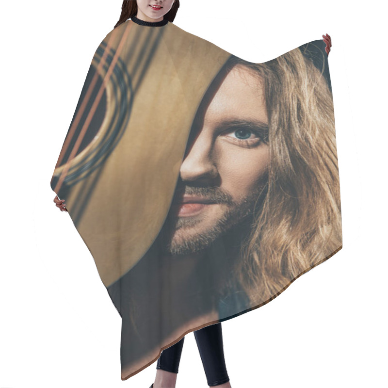 Personality  Handsome Man With Guitar Hair Cutting Cape