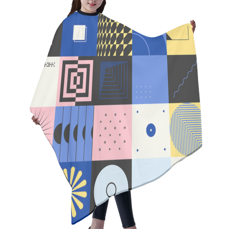 Personality  Neo Modernism Artwork Pattern Made With Abstract Vector Geometric Shapes And Forms. Simple Form Bold Graphic Design, Useful For Web Art, Invitation Cards, Posters, Prints, Textile, Backgrounds. Hair Cutting Cape