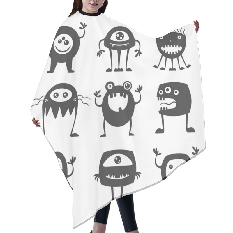 Personality  Collection Of Cartoon Funny Monsters Silhouettes Hair Cutting Cape