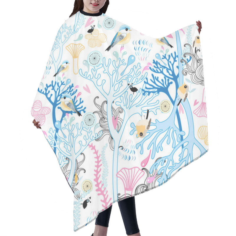 Personality  Floral Pattern With Birds  Hair Cutting Cape