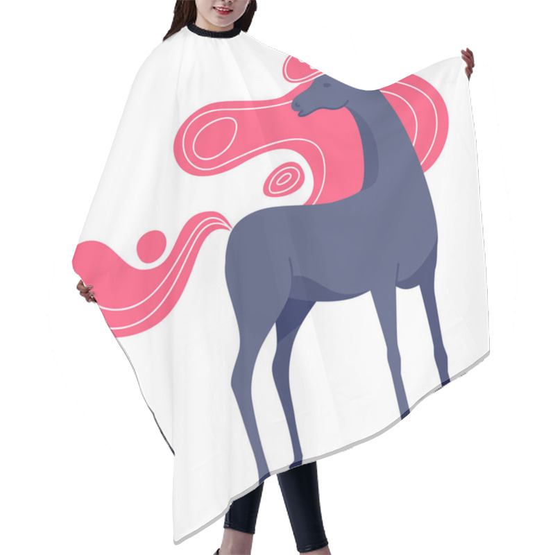 Personality  Vector Cartoon Horse With Long Legs. Hair Cutting Cape