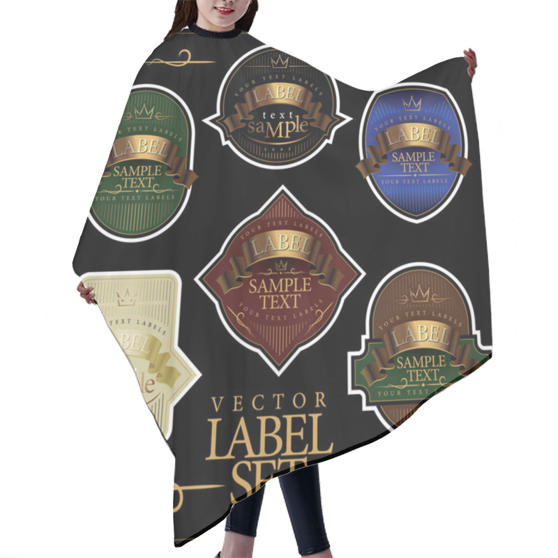 Personality  Vector Label Set Hair Cutting Cape