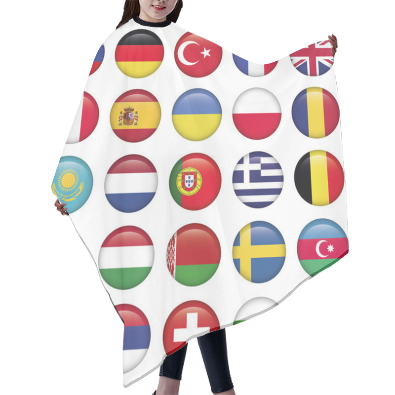 Personality  European Icons Round Flags Hair Cutting Cape