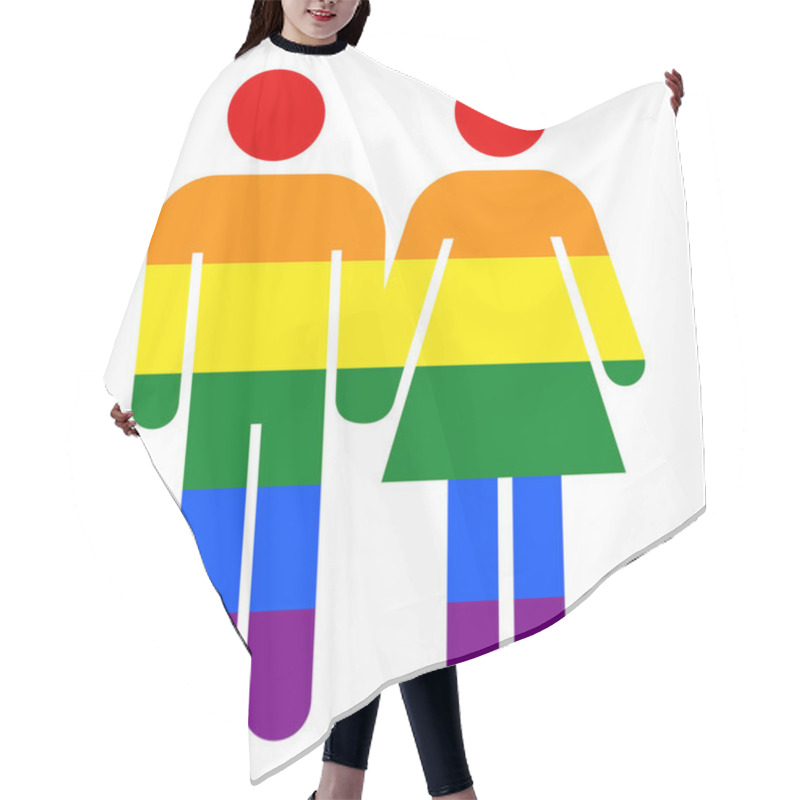 Personality  Rainbow Man & Woman Sign. Rainbow Pride Style Symbol. Concept Of Straight Relationships In LGBT Color Hair Cutting Cape