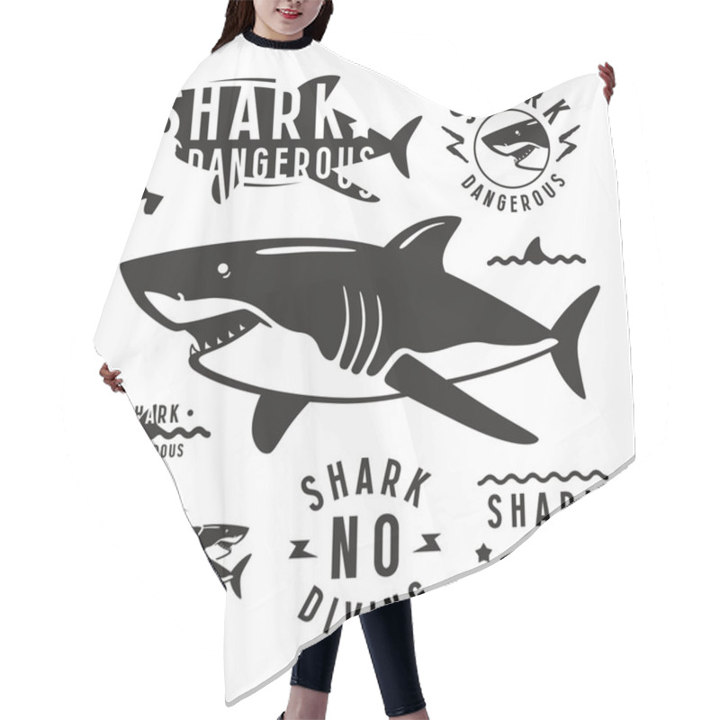 Personality  Shark Dangerous Emblems Hair Cutting Cape