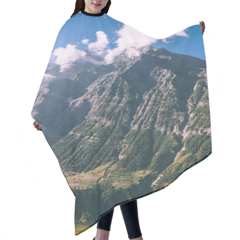 Personality  Majestic Rocky Mountains And Evergreen Trees In Indian Himalayas Hair Cutting Cape