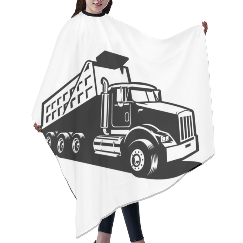 Personality  Silhouette Of Dumpster Truck, Dump Truck, Tipper Truck Vector Image Isolated Hair Cutting Cape