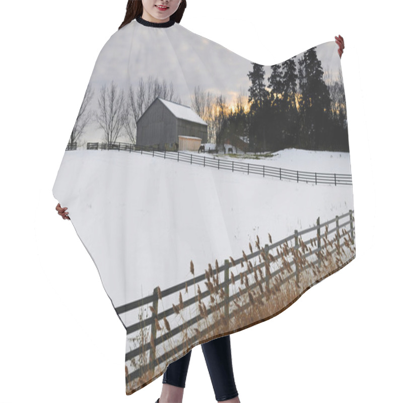 Personality  Rural Winter Landscape Hair Cutting Cape