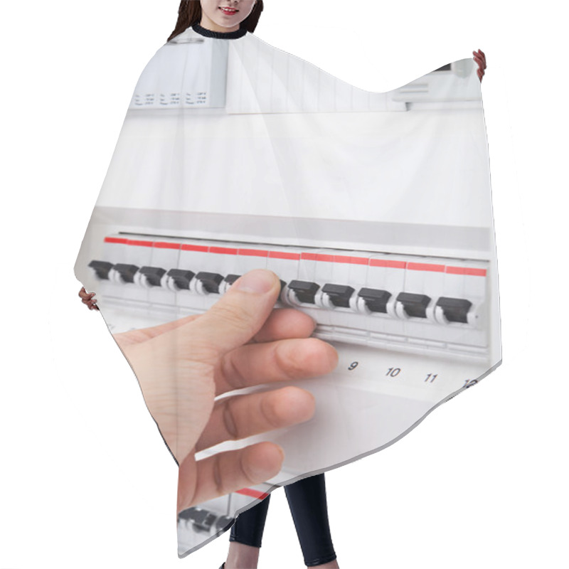 Personality  Human Hand On Distribution Board Hair Cutting Cape