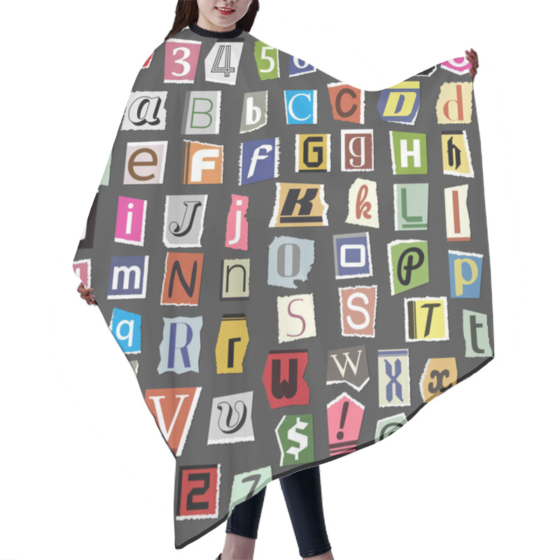 Personality  Vector Collage Alphabet Letters Made From Newspaper Magazine Abc Paper Text Cut Type Typography Sign Illustration Hair Cutting Cape