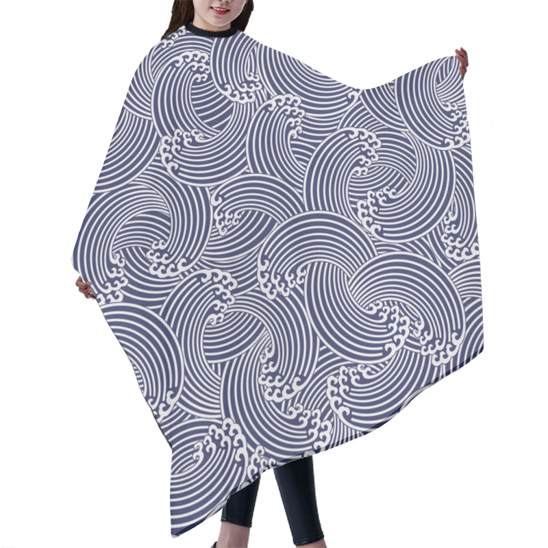 Personality  Ornament Design Of The Wave Japanese Style In Seamlessness,It Is Japanese Classic Pattern,I Continue Seamlessly, Hair Cutting Cape