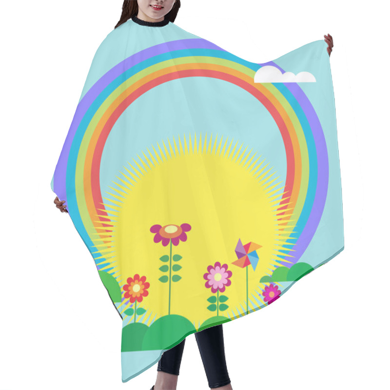 Personality  Rising Sun And Rainbow Hair Cutting Cape