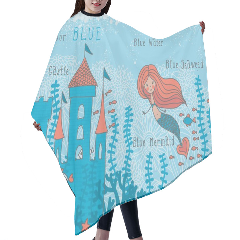 Personality  Mermaid With Blue Words Hair Cutting Cape