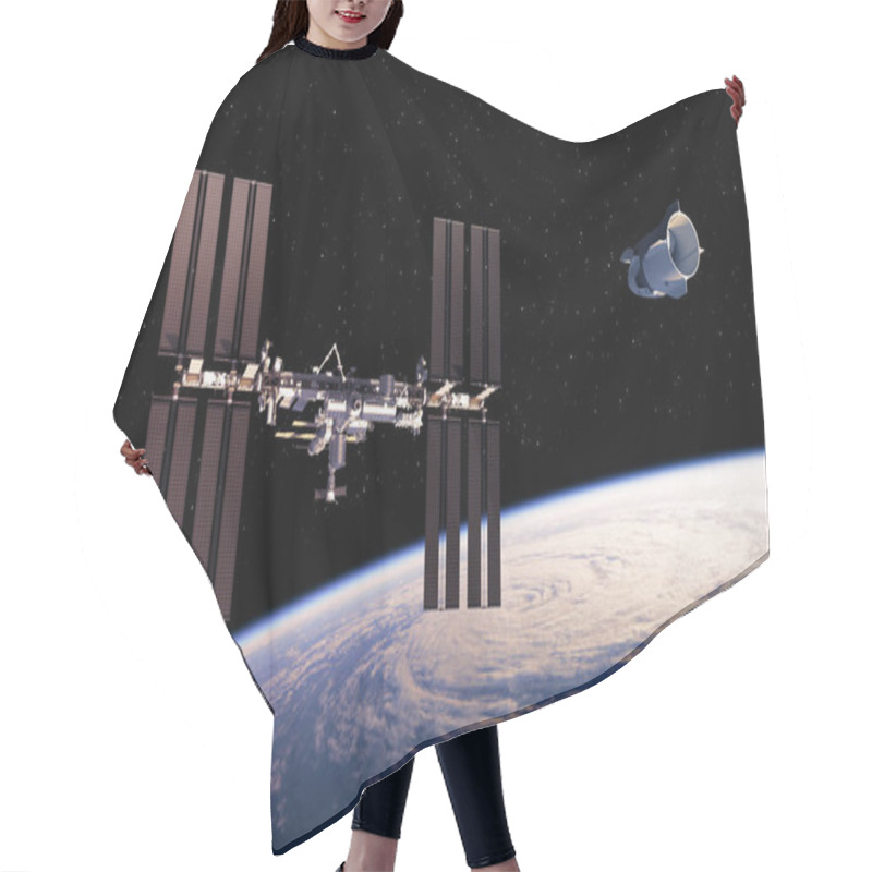 Personality  Commercial Spacecraft And International Space Station In Space Hair Cutting Cape