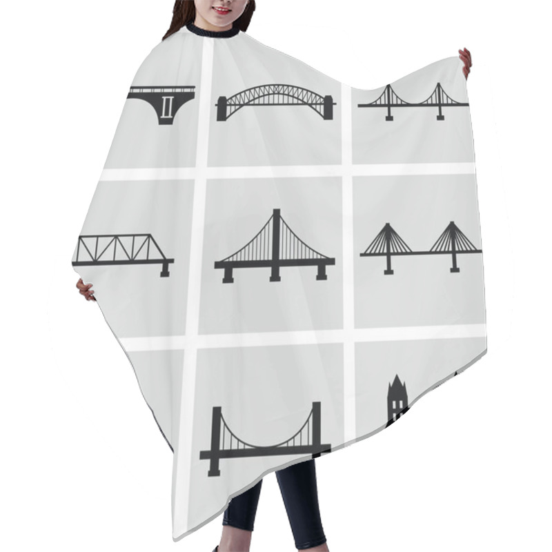 Personality  Bridges Icons Set Hair Cutting Cape