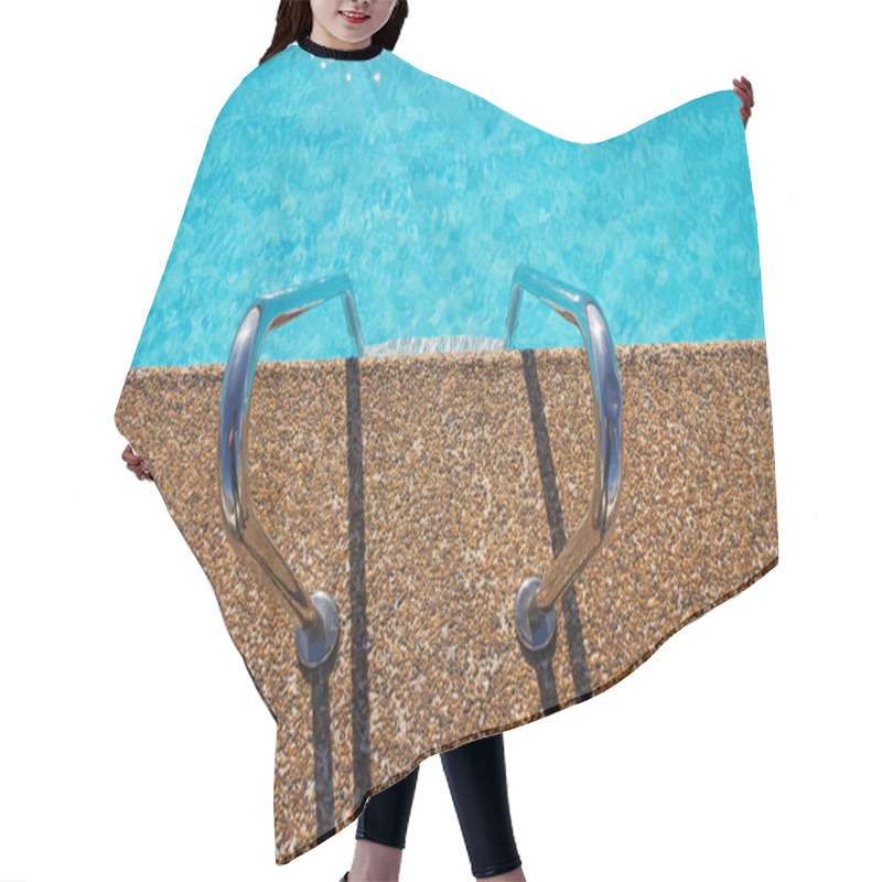 Personality  Overhead View Of Inviting Aqua Swimming Pool  Steps Hair Cutting Cape