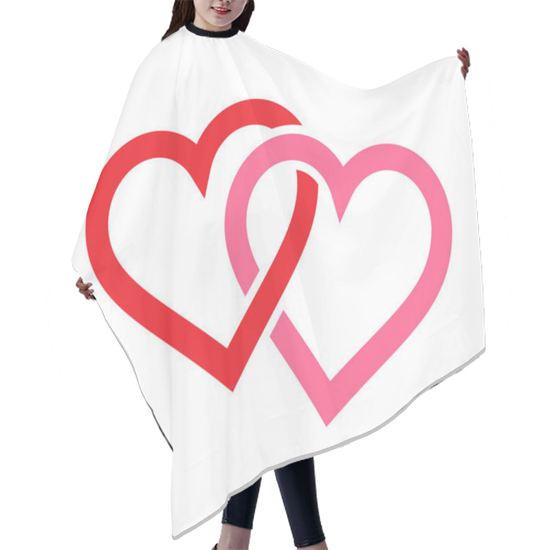 Personality  Twin Love Hearts Linked Red And Pink Hair Cutting Cape